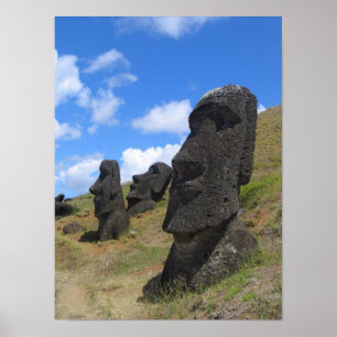 Poster Moai chez Rano Raraku, île de Pâques