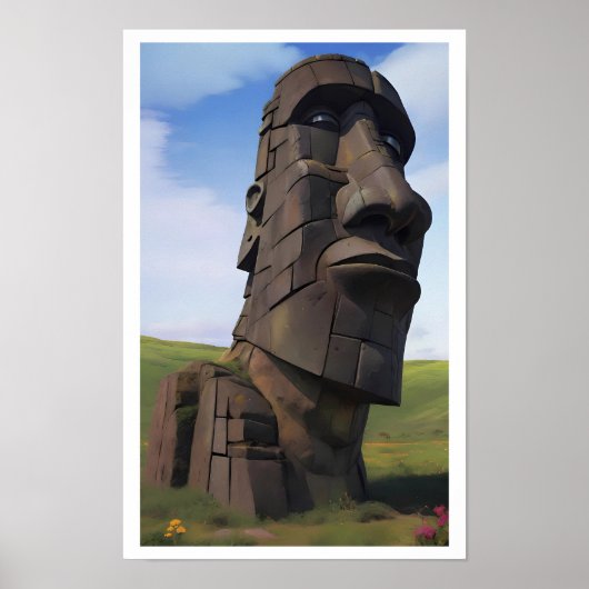 Poster Moai sur la Molehill (Devant)