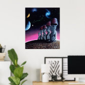 Poster Moai sur la petite planète (Bureau à domicile)