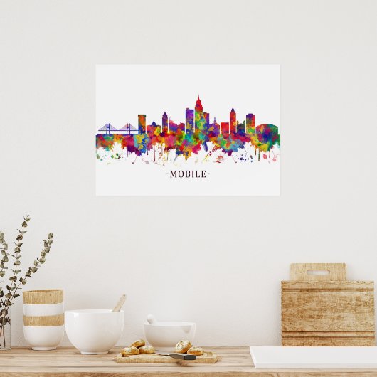 Poster Mobile Alabama Skyline (Cuisine)