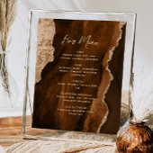 Poster Mocha Brown Gold Agate Script Wedding Bar Menu 