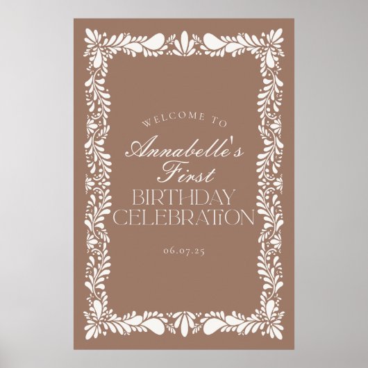 Poster Mocha Brown Talavera Fête d'anniversaire Bienvenue (Devant)