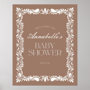 Poster Mocha Brown Talavera Fiesta Baby shower Bienvenue