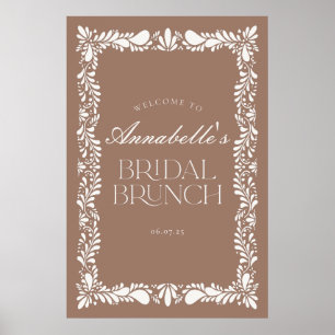 Poster Mocha Brown Talavera Fiesta Brunch nuptial Bienven