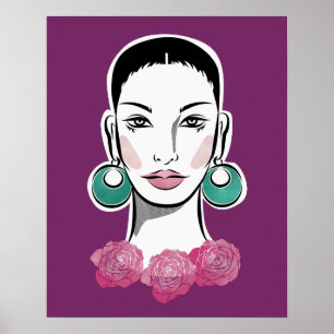 Poster Mod Fleur 1960s Woman