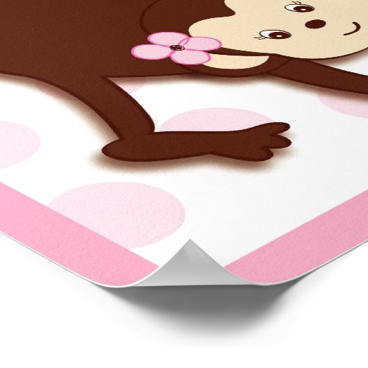 Poster Mod Girl Monkey Dots Nursery Wall Art Imprimer (Coin)