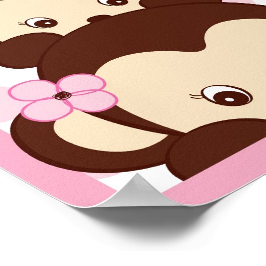 Poster Mod Girl Monkey Dots Nursery Wall Art Imprimer (Coin)