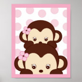 Poster Mod Girl Monkey Dots Nursery Wall Art Imprimer (Devant)