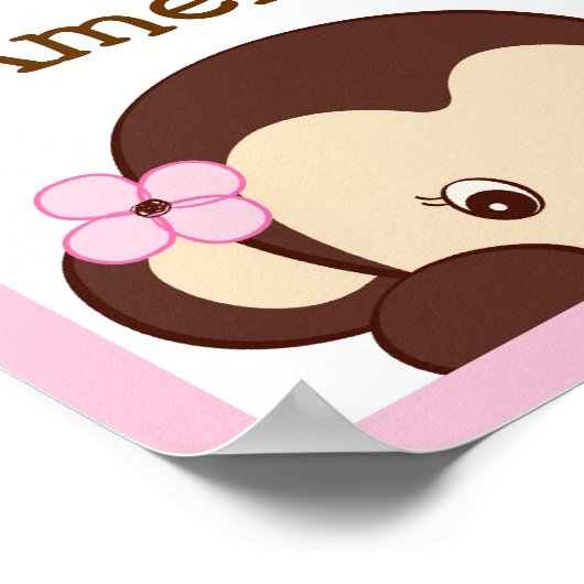 Poster Mod Girl Monkey Nursery Wall Art Nom Imprimer (Coin)