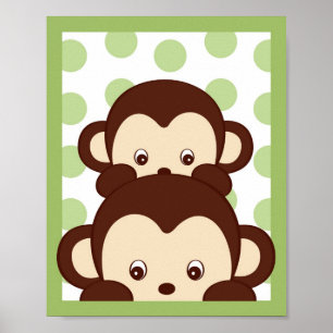 Poster Mod Pod Pop Monkey Nursery Wall Art Imprimer