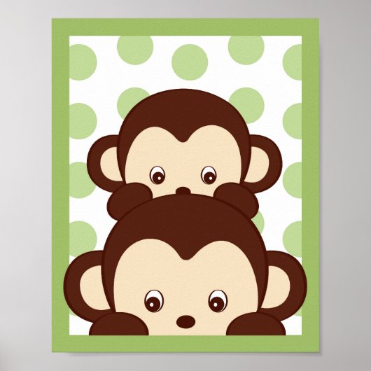 Poster Mod Pod Pop Monkey Nursery Wall Art Imprimer (Devant)