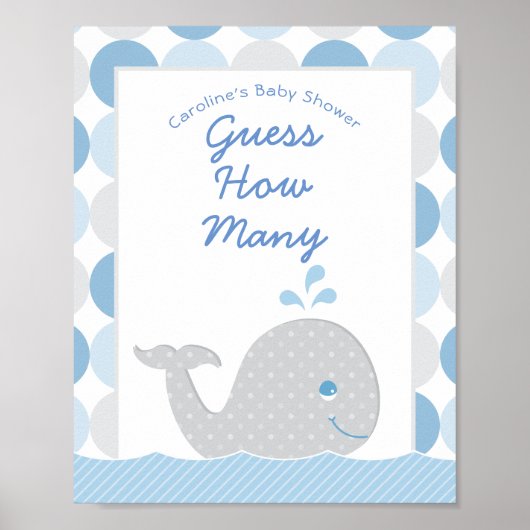 Poster Mod Whale Devine Combien De Garçon Baby shower Jeu (Devant)