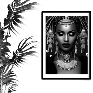 Poster Mode Africain bijoux noir blanc
