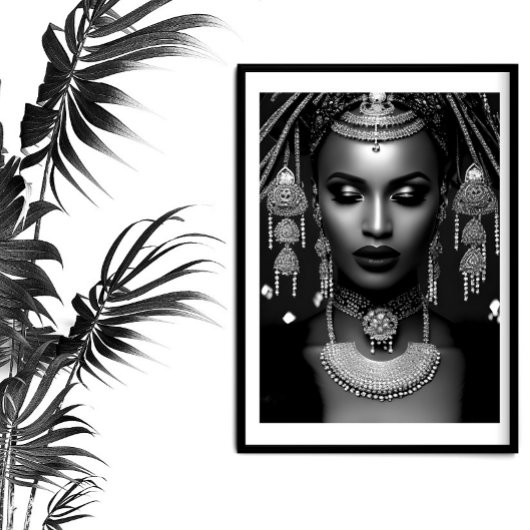 Poster Mode Africain bijoux noir blanc