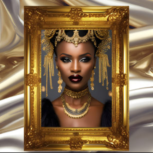 Poster Mode africain exotique or noir tête pièce bijou