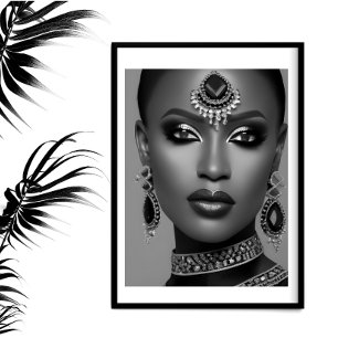 Poster Mode Africain noir blanc bijoux femme