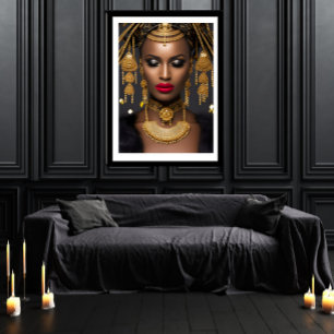 Poster Mode Africain or Noir cheveux bijoux Choker