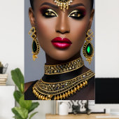Poster Mode Africaine or émeraude verte bijoux femme (Bureau à domicile)