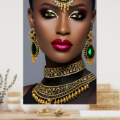 Poster Mode Africaine or émeraude verte bijoux femme (Cuisine)