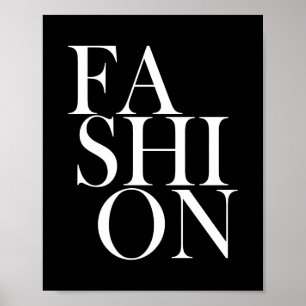 Poster MODE - Citation de fashionista typographe noir ten