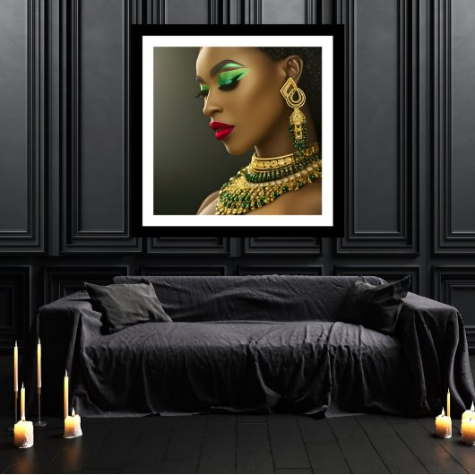 Poster Mode classique Bijou en or vert émeraude d'Afrique