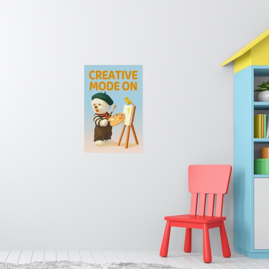 Poster Mode Créatif Activé : Peintre Artiste Chien Bichon (Pépinière 1)