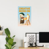 Poster Mode Créatif Activé : Peintre Artiste Chien Bichon (Bureau à domicile)