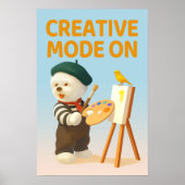 Poster Mode Créatif Activé : Peintre Artiste Chien Bichon (Devant)