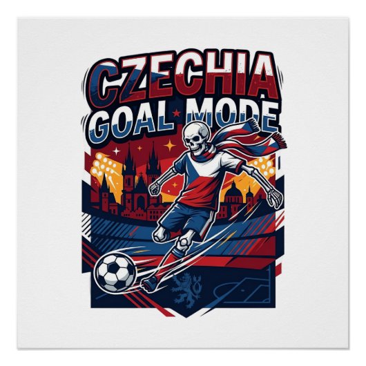 Poster Mode de but de Tchéquie squelette striker Nations (Devant)