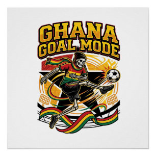 Poster Mode de but Ghana Skeleton Striker Nations Streetw