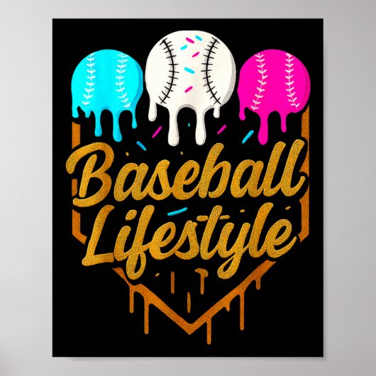 Poster Mode de vie baseball, glace à la goutte de basebal (Devant)