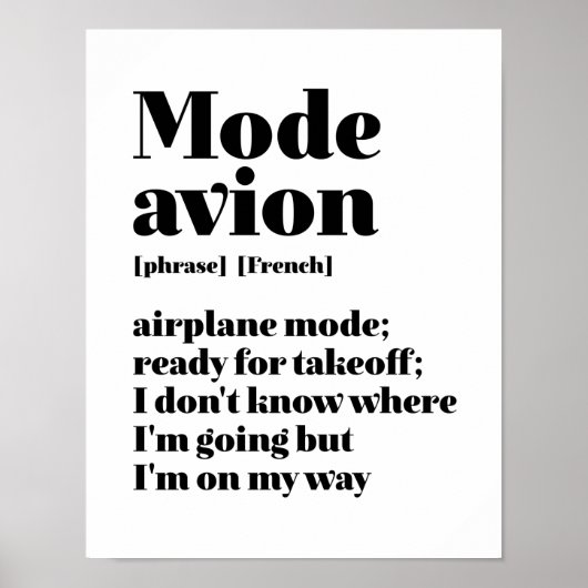 Poster Mode de voyage français inspiré Avion Avion (Devant)
