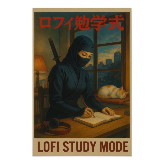 Poster Mode d'étude Ninja Lofi féminine (Devant)