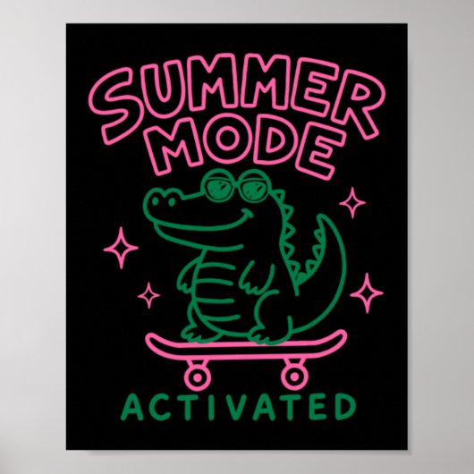 Poster Mode Été Activé Design Cute Gator (Devant)