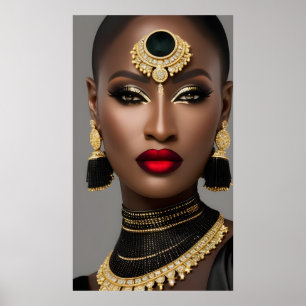 Poster Mode Exotique Africain or Noir bijou femme
