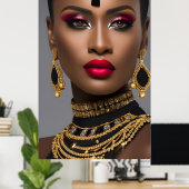 Poster Mode Exotique diamant d'or africain bijou noir (Bureau à domicile)