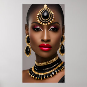 Poster Mode féminine classique bijou or africain noir gem