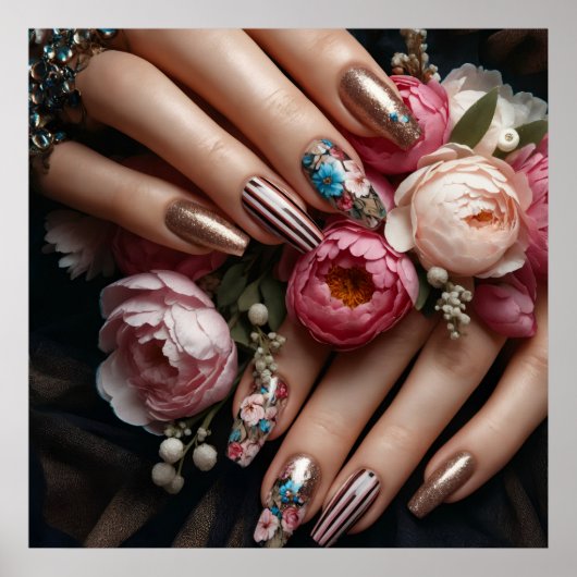 Poster Mode flamand luxe ongles d'été photo d'art (Devant)