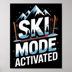 Poster Mode Ski Activé Voyage Montagne Hivernale Ski