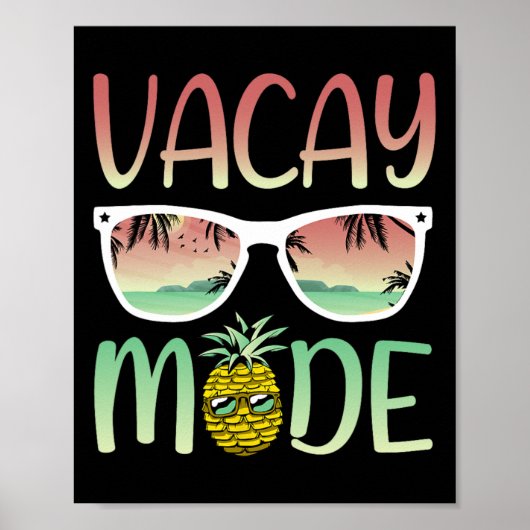 Poster Mode Vacances Ananas Drôle Avec Lunettes De Soleil (Devant)