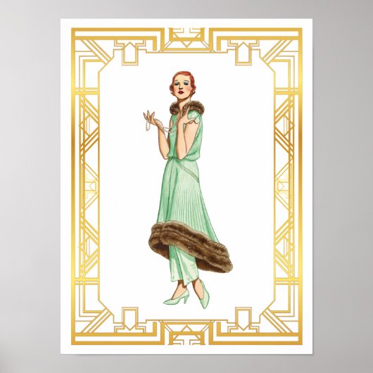 Poster Mode vintage 20s Flapper Pant Robe Art (Devant)