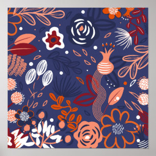 Poster Modèle Abstrait de floraison pourpre printanière
