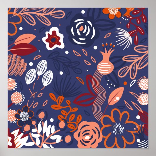 Poster Modèle Abstrait de floraison pourpre printanière (Devant)