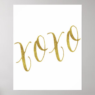Poster Modèle Arrière - plan XOXO Quote Faux Gold Parties