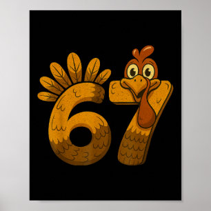 Poster Modèle automnal de Thanksgiving drôle de dinde Rét