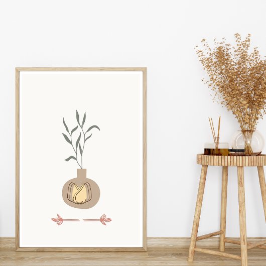 Poster Modèle Boho minimal Abstrait Planter feuille