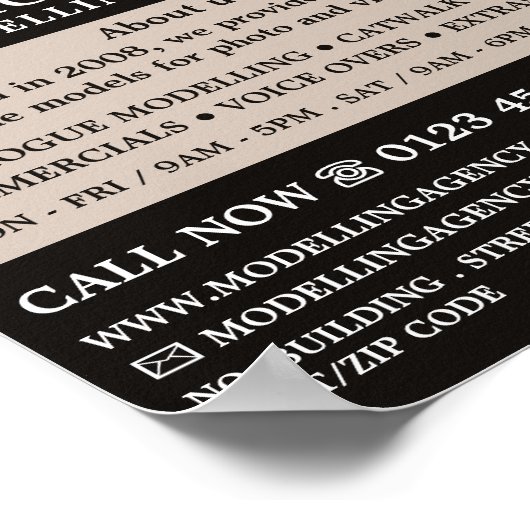 Poster Modèle Casquette féminin, agence de modélisation,  (Coin)