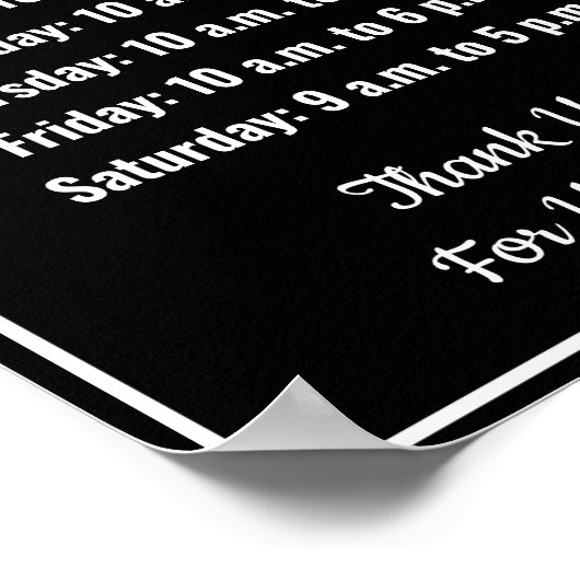 Poster Modèle commercial Heures d'ouverture du magasin No (Coin)