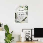 Poster Modèle d'Affiche de bienvenue Mariage floral (Bureau à domicile)