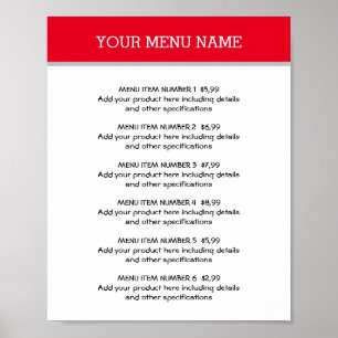 Poster Modèle d'affiche de liste de prix de menu de resta